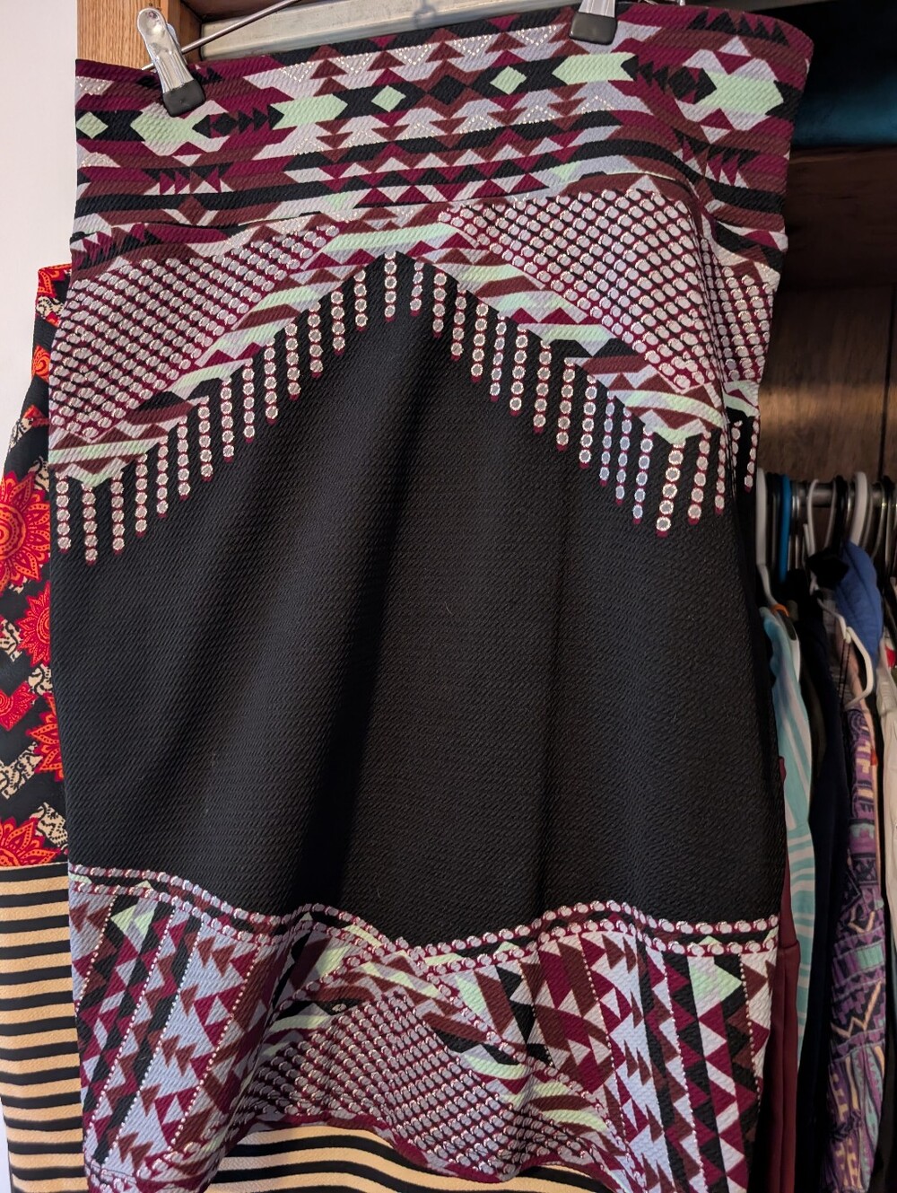 Black Geometric Print Pencil Skirt - Lularoe Elegant M